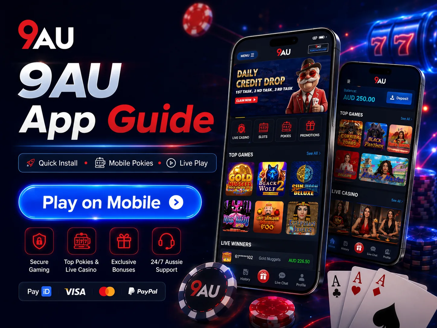 9AU app guide with mobile pokies and quick install prompt